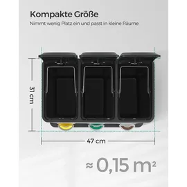 Songmics Mülleimer Mülltrennsystem, aus Metall, 3 x 8 Liter