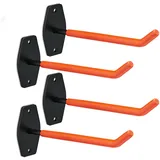 Relaxdays Reifenhalter für Wandmontage, im 4er Set, Wandhaken für Reifen und Felgen bis 40 kg, aus Stahl, orange/schwarz