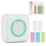 GuKKK Mini Drucker, Mobiler Fotodrucker, Tragbarer Mini Fotodrucker, Wireless Thermodrucker, Smartphone Bluetooth Drucker, für Lernhilfe,Lernnotizen,Journal mit 5 Rollen Druckerpapier
