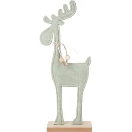 Trendline Dekoaufsteller Rentier Holz 27 x 12 cm grün natur Weihnachtsfigur