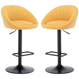 WAHSON OFFICE CHAIRS Barhocker höhenverstellbar drehbar Barstuhl aus Handtuchstoff 2er Set gelb