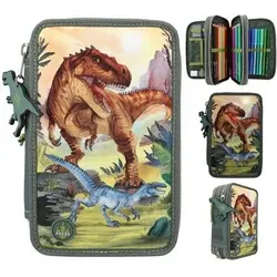 DEPESCHE 11772 Dino World 3-Fach Federtasche LED Landschaft