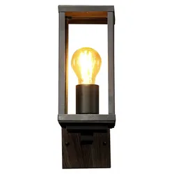 ECO-LIGHT Aussenwandleuchte Karo E27 Eckig Aluminium / Holz / Glas