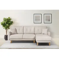 Home Affaire Ecksofa HOME AFFAIRE Triplo, Zierkissen, Schlaffunktion, B/T/H: 234/164/89 cm, L-Form" Sofas Gr. B/H/T: 234 cm x 89 cm x 164 cm, Struktur weich, Recamiere rechts, mit Bettfunktion-mit Bettkasten, beige Ecksofas