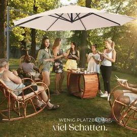 Tectake Ampelschirm Ø 300 cm Beige inkl. Schutzhülle und Fußpedal