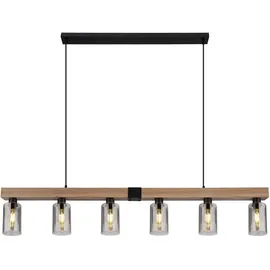 GLOBO Hängelampe 6-flg. 140 cm rechteckig/Rauchglas/Metall schwarz