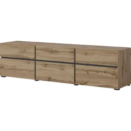 INOSIGN Lowboard INOSIGN "Cross, moderne grifflose TV-Kommode,3 Klappen/3 Schubkästen", braun (wotan eiche, schwarz), B:180cm H:48,2cm T:40cm, FSC-zertifizierter Holzwerkstoff, Melamin, Sideboards, Lowboard, Breite 180 cm, TV-Schrank mit viel Stauraum, TV-Board