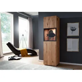 Massivmoebel24 Vitrine Wild-/Zerreiche 50 x 43 x 180 cm Natur Geölt