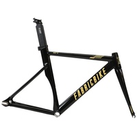 FabricBike AERO - Fixed Gear Fahrrad Rahmen, Single Speed Fixie Fahrrad Rahmen, Aluminium Rahmen und Carbon-Gabel, 5 Farben, 3 Größen, 2,145 kg (Größe M) (Glossy Black & Gold, S-49cm)