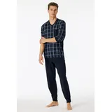 SCHIESSER Pyjama SCHIESSER ""Comfort Nightwear"" Gr. 64 (6XL), blau (804-nachtblau) Herren Homewear-Sets mit klassischem Karo-Muster und aufgesetzter Brusttasche