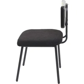 Mendler 6er-Set Esszimmerstuhl HWC-K88, Lehnstuhl Stuhl, Holz Poly-Rattan Metall Bouclé ~ Stoff/Textil schwarz
