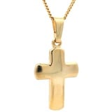 HOPLO Kreuzanhänger Anhänger Kreuz 585 Gold mit massiver Goldkette 1,1 mm, Made in Germany 45 cm