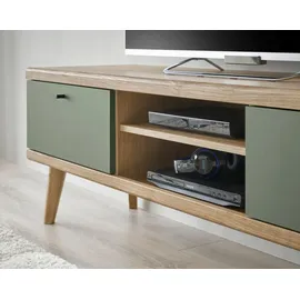 furn.design TV-Lowboard "Juna" in Salbei und Eiche TV Unterschrank skandinavisch 160 x 50 cm,