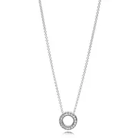 Pandora Logo Pavé-Kreis Collier Herzen