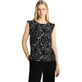 Tom Tailor Loose Fit Top in Crinkle-Optik, Black, L