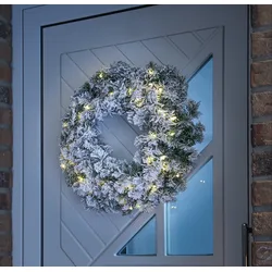 LED Tannenkranz Türkranz Dekokranz Weihnachtskranz beschneit beleuchtet D: 60cm