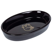Nobby Katzen Keramik Schale oval Golden Cat, schwarz 17 x 11 x 2,5 cm, 0,12 l, 1 Stück