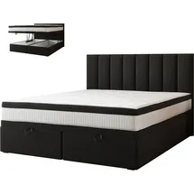 Trada Bond Boxspringbett 140 x 200 mit Bettkasten Schwarz