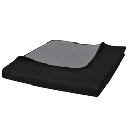 vidaXL Zweiseitige Tagesdecke Gesteppt Schwarz/Grau 170x210cm
