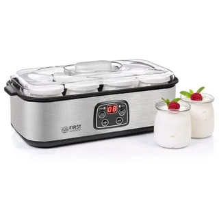 First Austria Lnopever Jogurtbereiter, 9 Glasbehälter à 90 ml für bis 1,4L selbstgemachten Joghurt,Yogurt Maker mit Temperatur 20-55°C, Abschaltautomatik à LCD-Display, Joghurtmaschine weiß