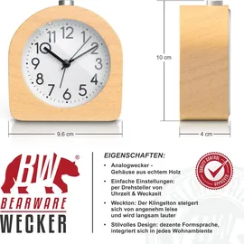 Bearware Wecker analog hellbraun
