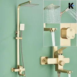 klarwerk LANA Duscharmatur Set mit Regendusche & Handbrause Gold 27271000