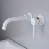 Wandmontierter Waschbecken-Wasserhahn, hochwertiger Wandmischer aus Messing, verdeckter Badezimmer-Wasserhahn, 360° drehbarer Kalt- und