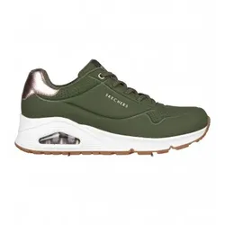 Skechers für Damen. 155196 Turnschuhe Uno - Shimmer Away grün (38), 3 bis 5 cm, Schnürsenkel, Lässig, Sportlich, Laufen, Sportbekleidung, Mu