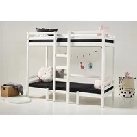 Hoppekids Hochbett »ECO Dream JUMBO B/T/H 101/208/170 cm, umbaubar zum Etagenbett«, mit Sitzgruppe, Matratzen (oben u unten) in schwarz, Kiefer massiv/MDF, weiß