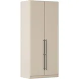 rauch Kleiderschrank Drehtürenschrank Schrank Garderobe Wäscheschrank Schlafzimmer AVOLA (in 3 verschiedenen Ausstattungen BASIC/CLASSIC/PREMIUM) mit hochwertigen Stangengriffen in Schwarz aus Metall MADE IN GERMANY beige 91 cm x 229 cm x 54 cm