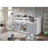 RELITA Hochbett Ponny LF 90x200 cm, mit Regal, Schubladenelement und Schreibtisch