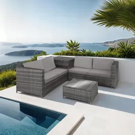 Tectake Siena Rattan Lounge grau/hellgrau