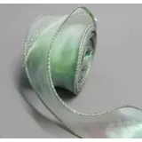 SYSUII 10 Yard Organza Bänder Geschenkband Schleifenband zum basteln Schimmer Sheer Seidenband Stoff Band Glitzer Dekoband für Weihnachten Geschenk Verpackung Party Hochzeit Dekoration -Grün #2