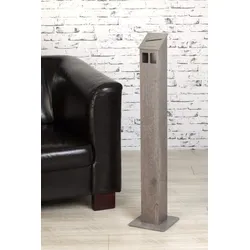 Standaschenbecher Aluminium, Vintage Holz hell, Quadratisch, Freistehend