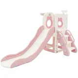 Joyz Rutsche Spielzeug Set 3in1 mit Rutsche und Basketballkorb, Kinderrutsche, Spielgerüst für Kinder ab 3 Jahren, Weiß-Rosa, Indoor&Outdoor Rutsche rosa 91 cm x 162 cm x 90 cm