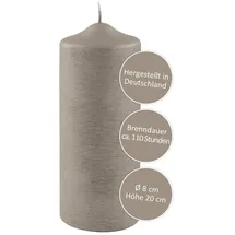 Fink Stumpenkerze 20 cm grau