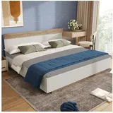 stilvora Erwachsenenbett 205 X 164 Cm Aus Holz, Doppelbett Mit Kopfteil, Zweifarbigem Design, Ohne Matratze, Eiche