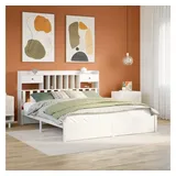 vidaXL vidaXL, Bett, Bett mit Regal ohne Matratze Weiß 180x200 cm) Kiefer (180 x 200