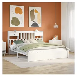 vidaXL vidaXL, Bett, Bett mit Regal ohne Matratze Weiß 180x200 cm) Kiefer (180 x 200