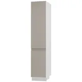Feldmann-Wohnen Apothekerschrank Avellino (2D14K/40, Vorratsschrank mit Tür und Korbauszug, 1-St., moderne Optik, Acrylfronten, Griffmulden) 40x59x207cm grifflos weiß - cashmere Acryl (AV-2D14K/40) braun