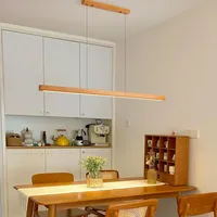 Moderne LED Pendelleuchte esszimmer dimmbar hängelampe esstisch aus Holz, LED Hängeleuchte Lineare design, Esstischlampe Höhenverstellbar für Wohnzimmer Esszimmer Küchen Bar Deckenlampe(100cm)