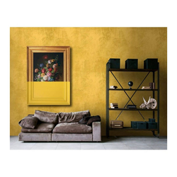 living walls Fototapete Große Tapete Vlies XXL Fototapete by Patel II Grafik Vintage Wohnzimmer Bilderrahmen Gold, frame gelb