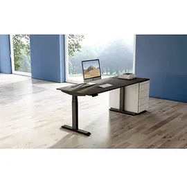 Kerkmann Move 4 elektrisch höhenverstellbarer Schreibtisch anthrazit rechteckig, T-Fuß-Gestell grau 140,0 x 80,0 cm