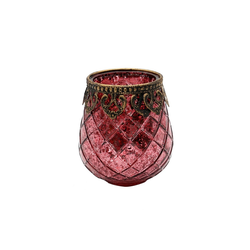Dekohelden24 Kerzenständer Orientalische Designer Kerzenhalter, Größe und rot 10 - 9 cm x 9