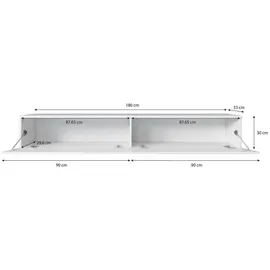 muebles slavic P & B Lowboard 180x30 cm Anthrazit/Weiß Hochglanz Holzwerkstoff