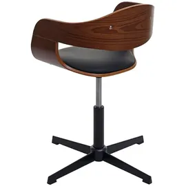 Mendler Bürostuhl HWC-H46, Schreibtischstuhl, höhenverstellbar Drehmechanismus Bugholz FSC® ~ Walnuss-Optik, Kunstleder schwarz