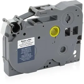 MediaRange Kunststoff-Schriftbandkassette, für/ersetzt Brother TZ-121/TZe-121, permanent haftend, 9mm, 8m, laminiert, schwarz auf transparent