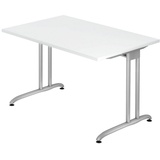 Hammerbacher Schreibtisch weiß rechteckig, C-Fuß-Gestell silber 120,0 x 80,0 cm