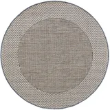 benuta Nest In- & Outdoor-Teppich Rund River Beige/Blau ø 130 cm rund - Teppich für Balkon, Terrasse & Garten