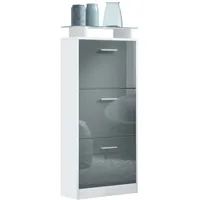 Vladon Schuhschrank, Grau, Holzwerkstoff, 46x128x23 cm, Garderobe, Schuhaufbewahrung, Schuhkipper